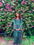 Noorani Heavy Pure Natural Crepe Farshi Pant Suit with Fancy Sleeves & Nazmin Dupatta