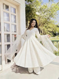 Mahira Pure Cotton Embroidered Anarkali with Khadi Cotton Pant & Fancy Butterfly Net Dupatta
