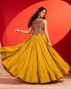 Kesariya Navratri 2026 Pure Rayon Cotton Lehenga Choli with Gamthi Work, Gota Patti & 6 Meter Flair