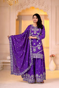 Zehra Chinon Embroidered Sharara Suit with Sequence & Multi Work