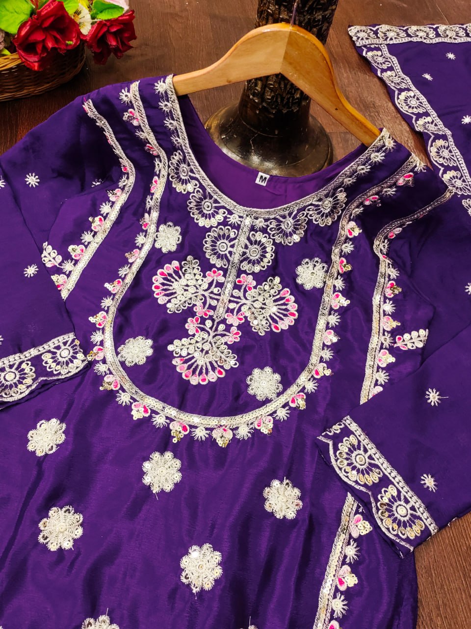Zehra Chinon Embroidered Sharara Suit with Sequence & Multi Work