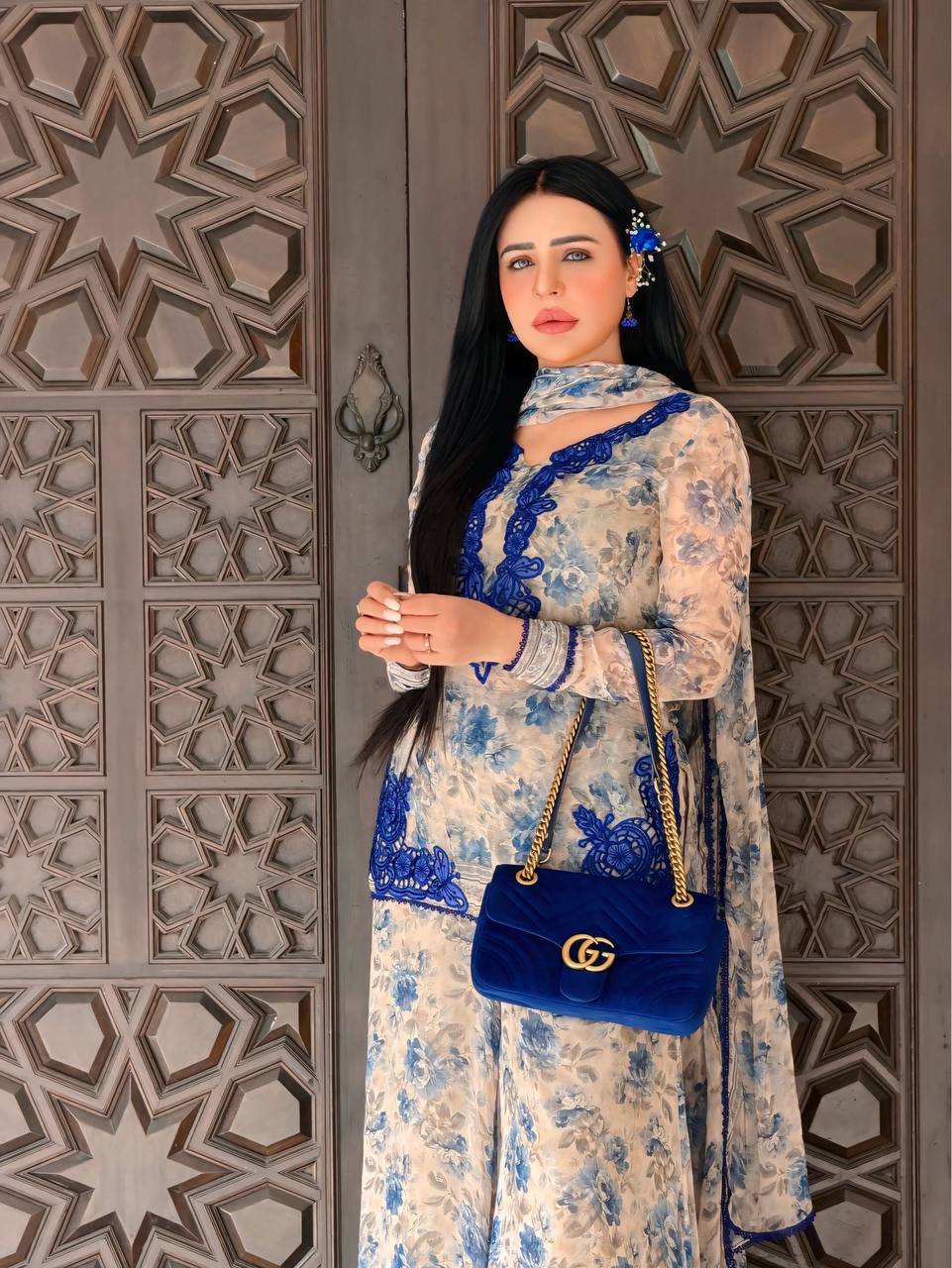 Aavika Heavy Faux Georgette Digital Print Kurti with Palazzo & Dupatta Set