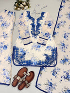 Aavika Heavy Faux Georgette Digital Print Kurti with Palazzo & Dupatta Set