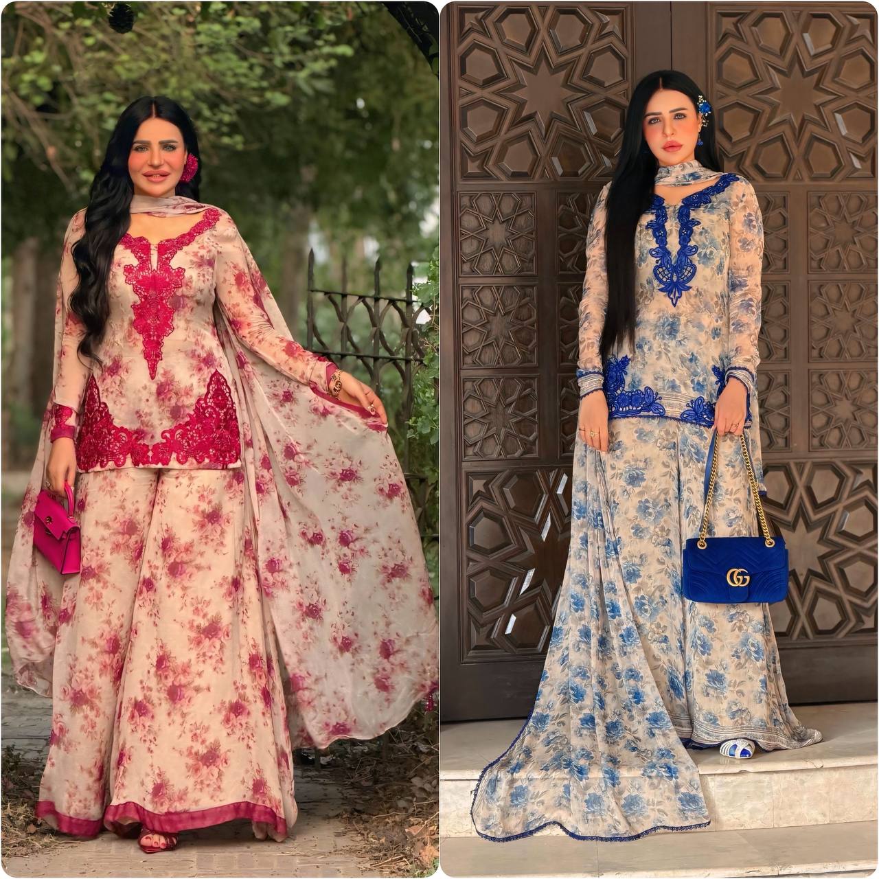 Aavika Heavy Faux Georgette Digital Print Kurti with Palazzo & Dupatta Set
