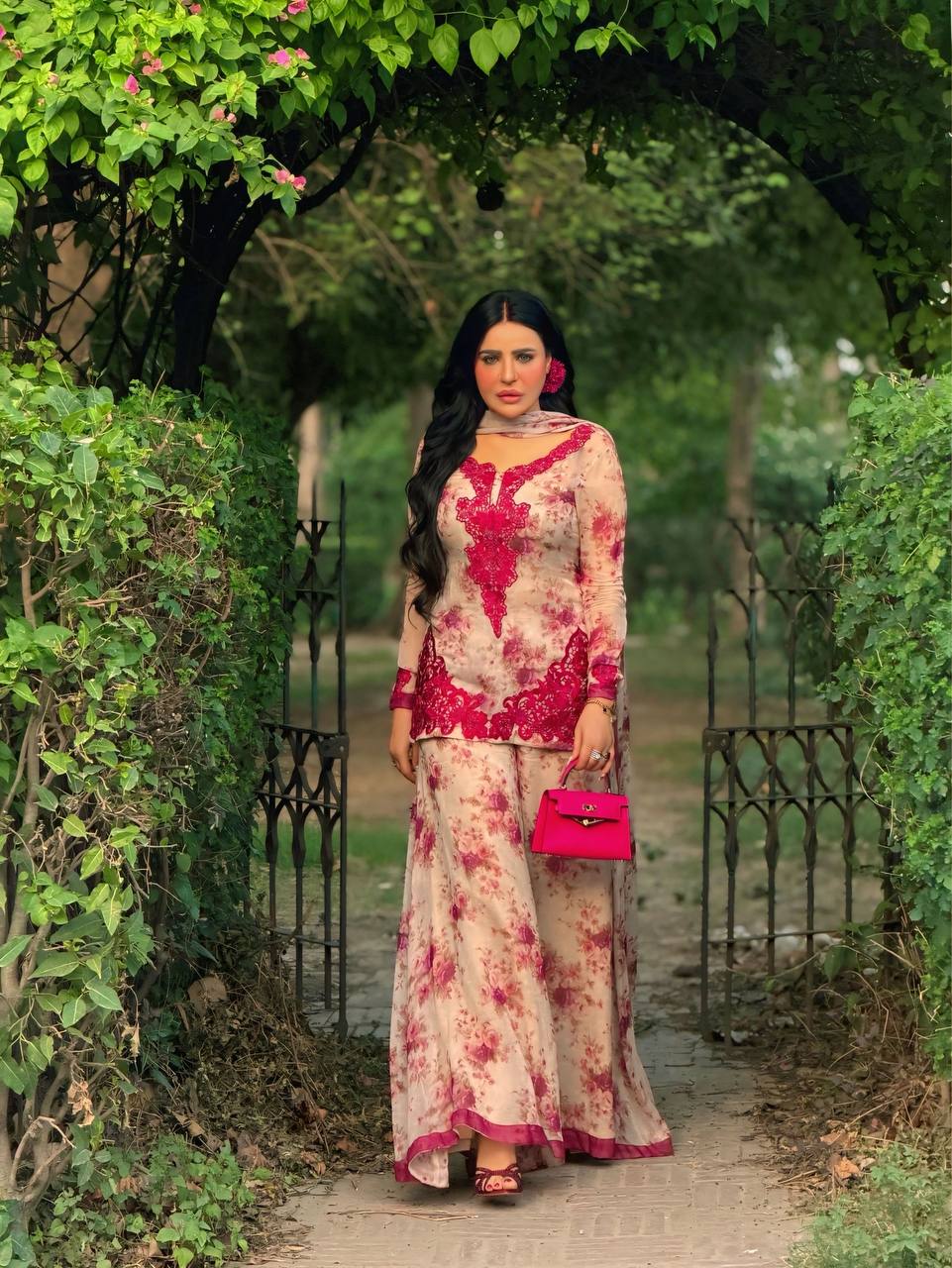 Aavika Heavy Faux Georgette Digital Print Kurti with Palazzo & Dupatta Set