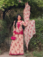 Aavika Heavy Faux Georgette Digital Print Kurti with Palazzo & Dupatta Set