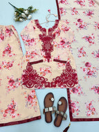Aavika Heavy Faux Georgette Digital Print Kurti with Palazzo & Dupatta Set