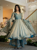 Heavy Fandy Silk Anarkali Suit with 5mm Sequin Embroidery, 3.8 Meter Flair & Matching Dupatta