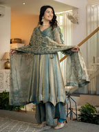 Heavy Fandy Silk Anarkali Suit with 5mm Sequin Embroidery, 3.8 Meter Flair & Matching Dupatta