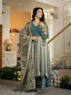Heavy Fandy Silk Anarkali Suit with 5mm Sequin Embroidery, 3.8 Meter Flair & Matching Dupatta