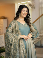 Heavy Fandy Silk Anarkali Suit with 5mm Sequin Embroidery, 3.8 Meter Flair & Matching Dupatta