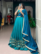 Chandrika Chanderi Mirror & Pearl Navratri Lehenga with Blouse & Dupatta Set