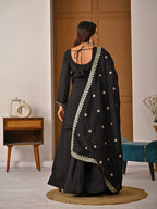 "Vaanya Meher Heavy Vichitra Silk Handwork Sharara Suit Set with Sequins Embroidered Dupatta