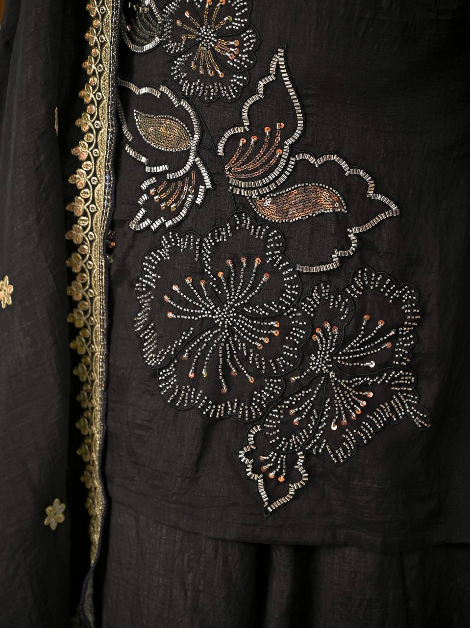 "Vaanya Meher Heavy Vichitra Silk Handwork Sharara Suit Set with Sequins Embroidered Dupatta