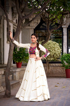 Mrinalini Pure Rayon Mirror Gamthi Work Navratri Lehenga Choli Set