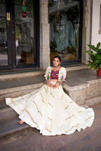Mrinalini Pure Rayon Mirror Gamthi Work Navratri Lehenga Choli Set