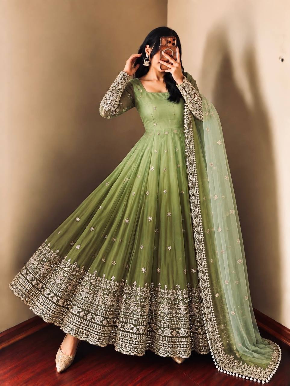 Meher Georgette Sequence Embroidered Anarkali Gown Set