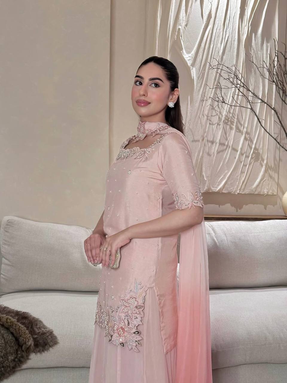 Ruhanika Heritage Designer Embroidered Sharara Palazzo Set