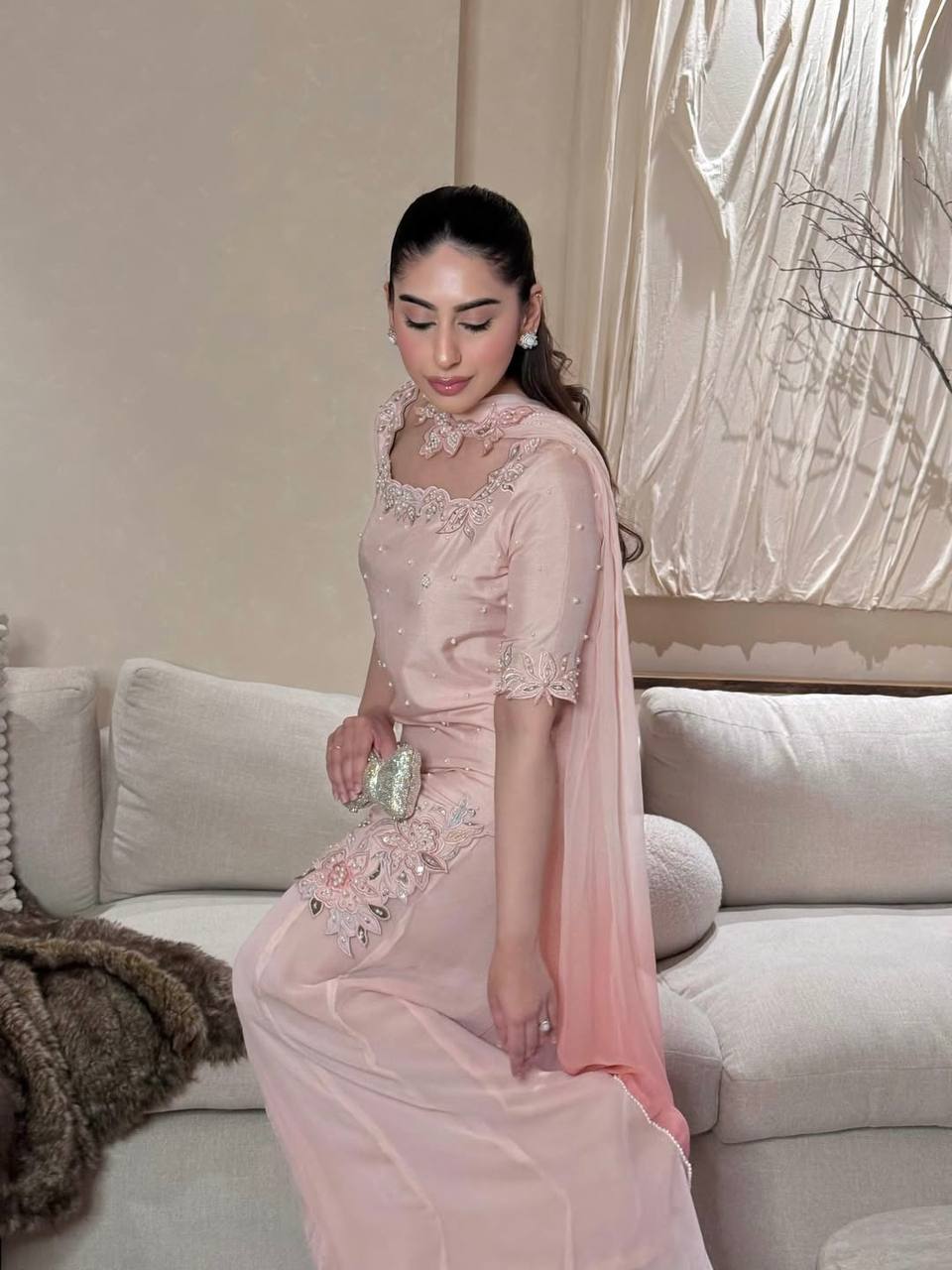 Ruhanika Heritage Designer Embroidered Sharara Palazzo Set