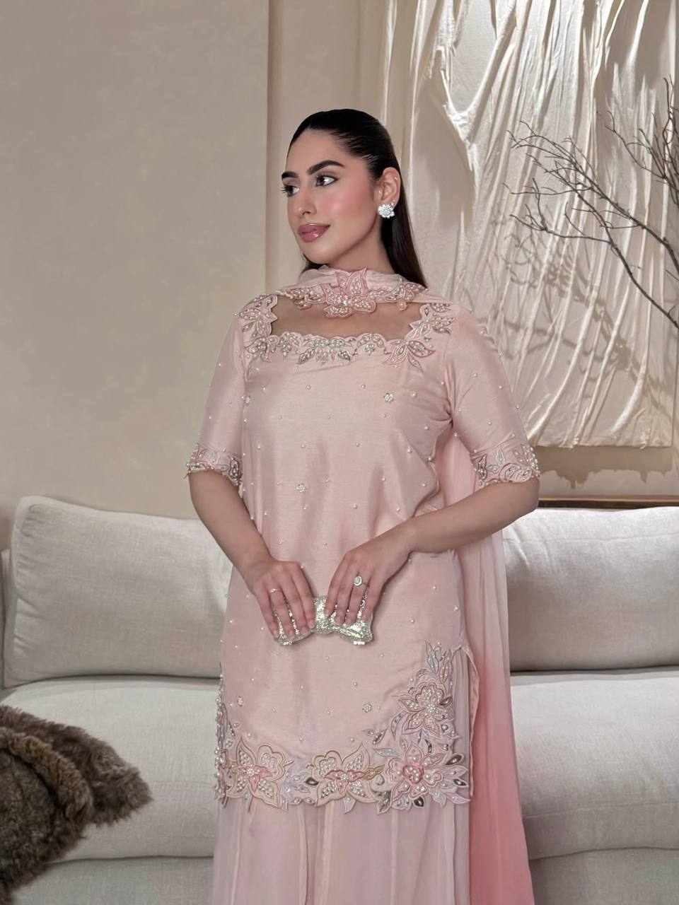 Ruhanika Heritage Designer Embroidered Sharara Palazzo Set