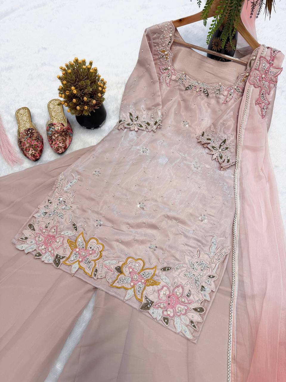 Ruhanika Heritage Designer Embroidered Sharara Palazzo Set