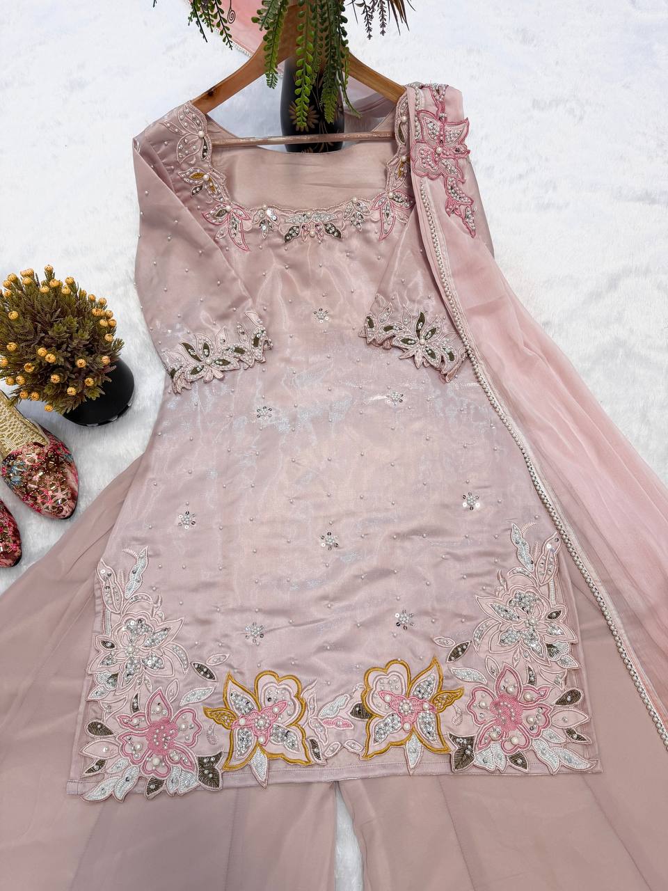Ruhanika Heritage Designer Embroidered Sharara Palazzo Set