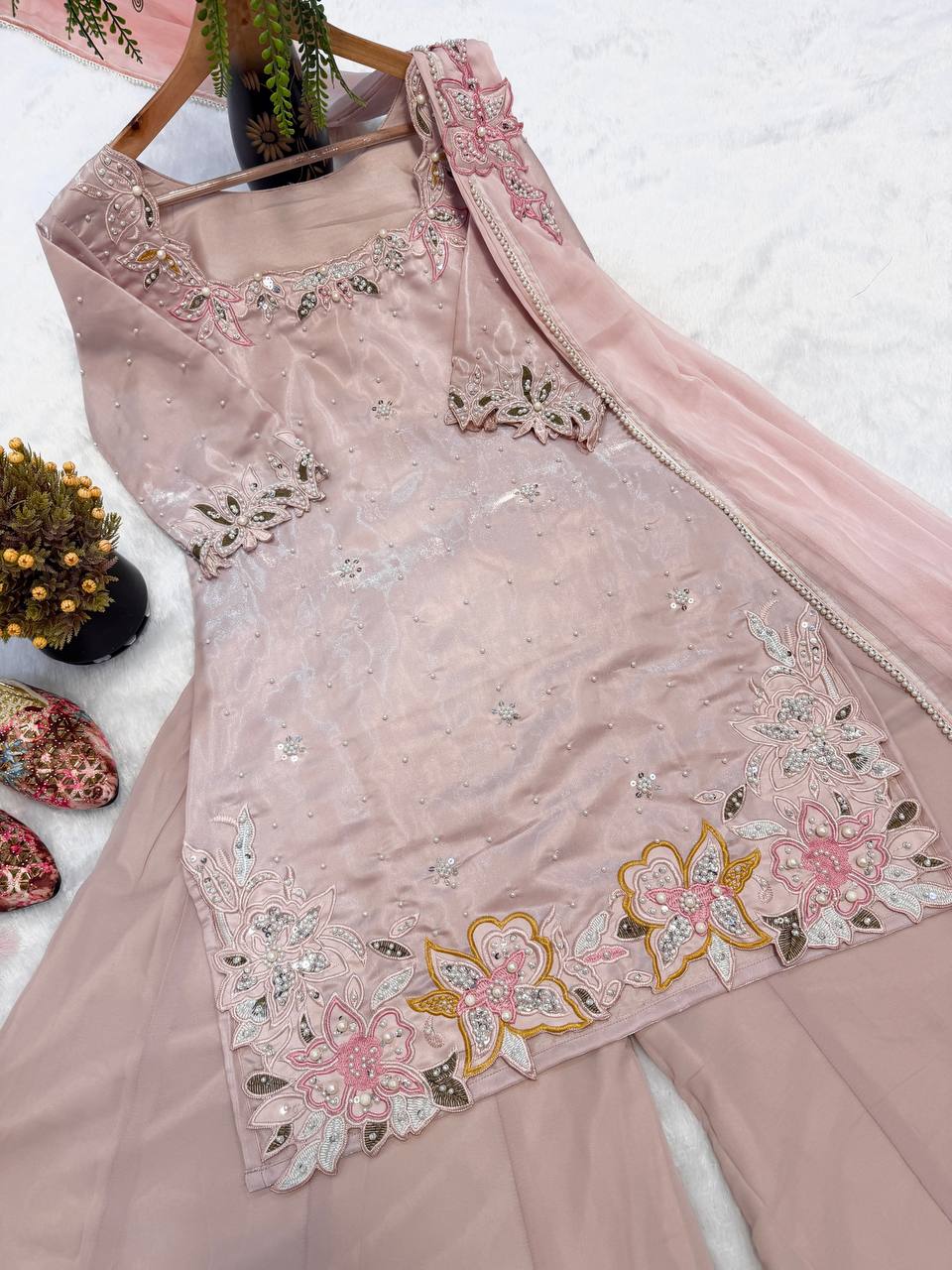 Ruhanika Heritage Designer Embroidered Sharara Palazzo Set