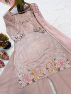 Ruhanika Heritage Designer Embroidered Sharara Palazzo Set