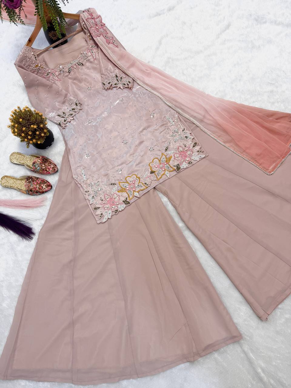 Ruhanika Heritage Designer Embroidered Sharara Palazzo Set