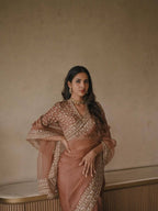 Saanjh Elora Tibby Silk Thread & Sequence Embroidered Designer Saree with Dual-Side Work Blouse