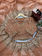 Saanjh Elora Tibby Silk Thread & Sequence Embroidered Designer Saree with Dual-Side Work Blouse