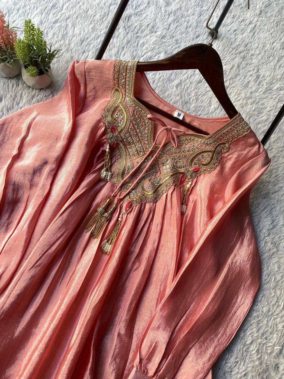 Meher Chinon Embroidered Kurti Sarara Set with Sequence Work