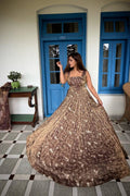 Noorzah Festive Designer Pure Fendy Silk Embroidered Anarkali Gown Suit Set