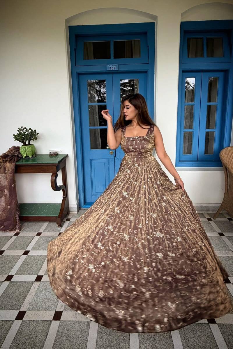 Noorzah Festive Designer Pure Fendy Silk Embroidered Anarkali Gown Suit Set