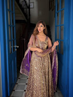 Noorzah Festive Designer Pure Fendy Silk Embroidered Anarkali Gown Suit Set