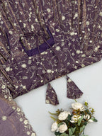 Noorzah Festive Designer Pure Fendy Silk Embroidered Anarkali Gown Suit Set