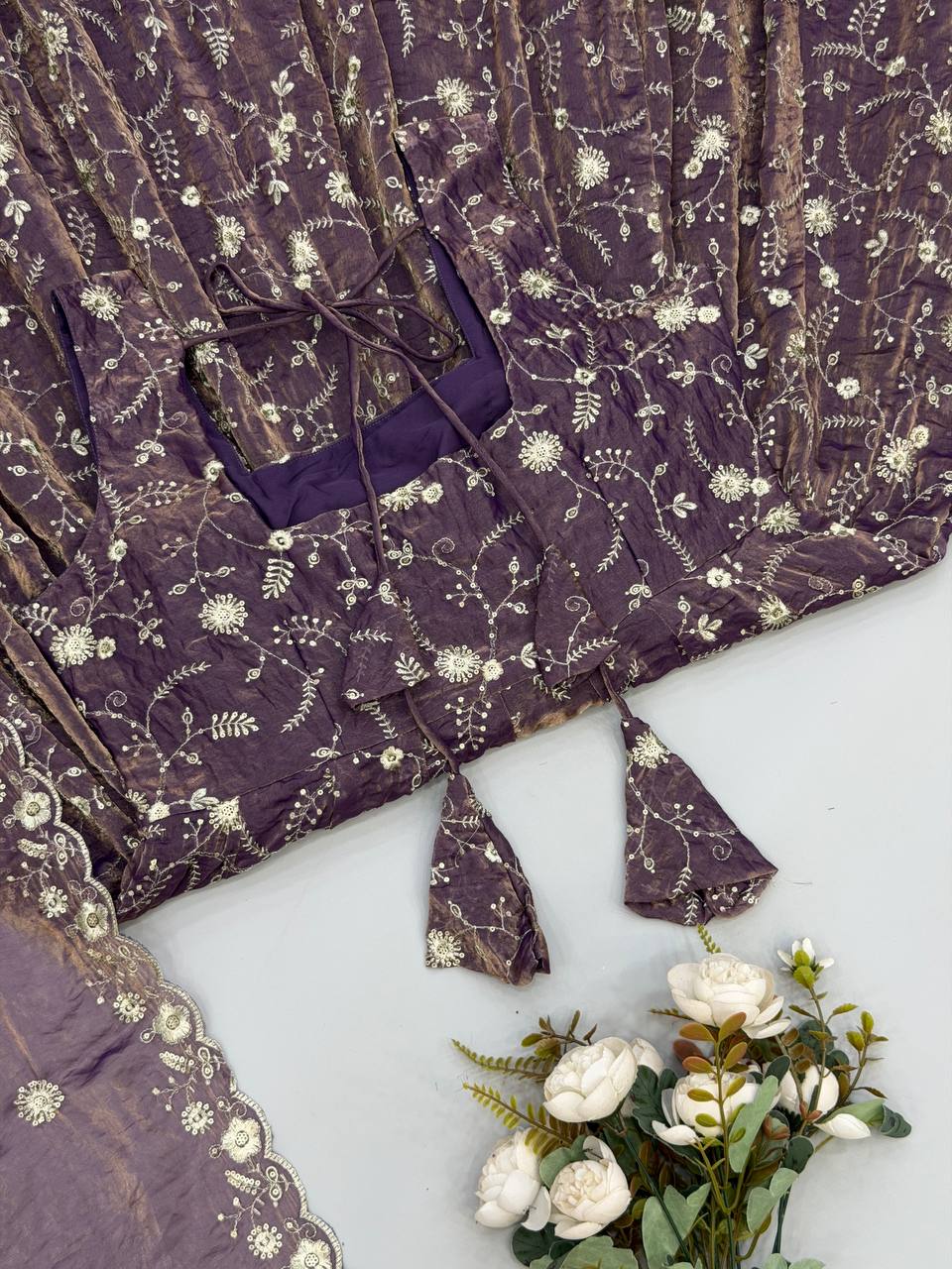 Noorzah Festive Designer Pure Fendy Silk Embroidered Anarkali Gown Suit Set