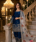 Anvitha Pure Fendi Silk Sequins Embroidered Farshi Palazzo with Organza Dupatta Set