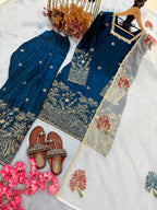 Anvitha Pure Fendi Silk Sequins Embroidered Farshi Palazzo with Organza Dupatta Set