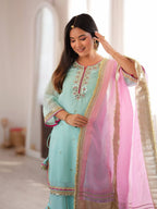 Zunaira Premium Embroidered Sarara Suit Set with Multi-Zari Thread and Sequin Work