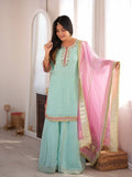 Zunaira Premium Embroidered Sarara Suit Set with Multi-Zari Thread and Sequin Work