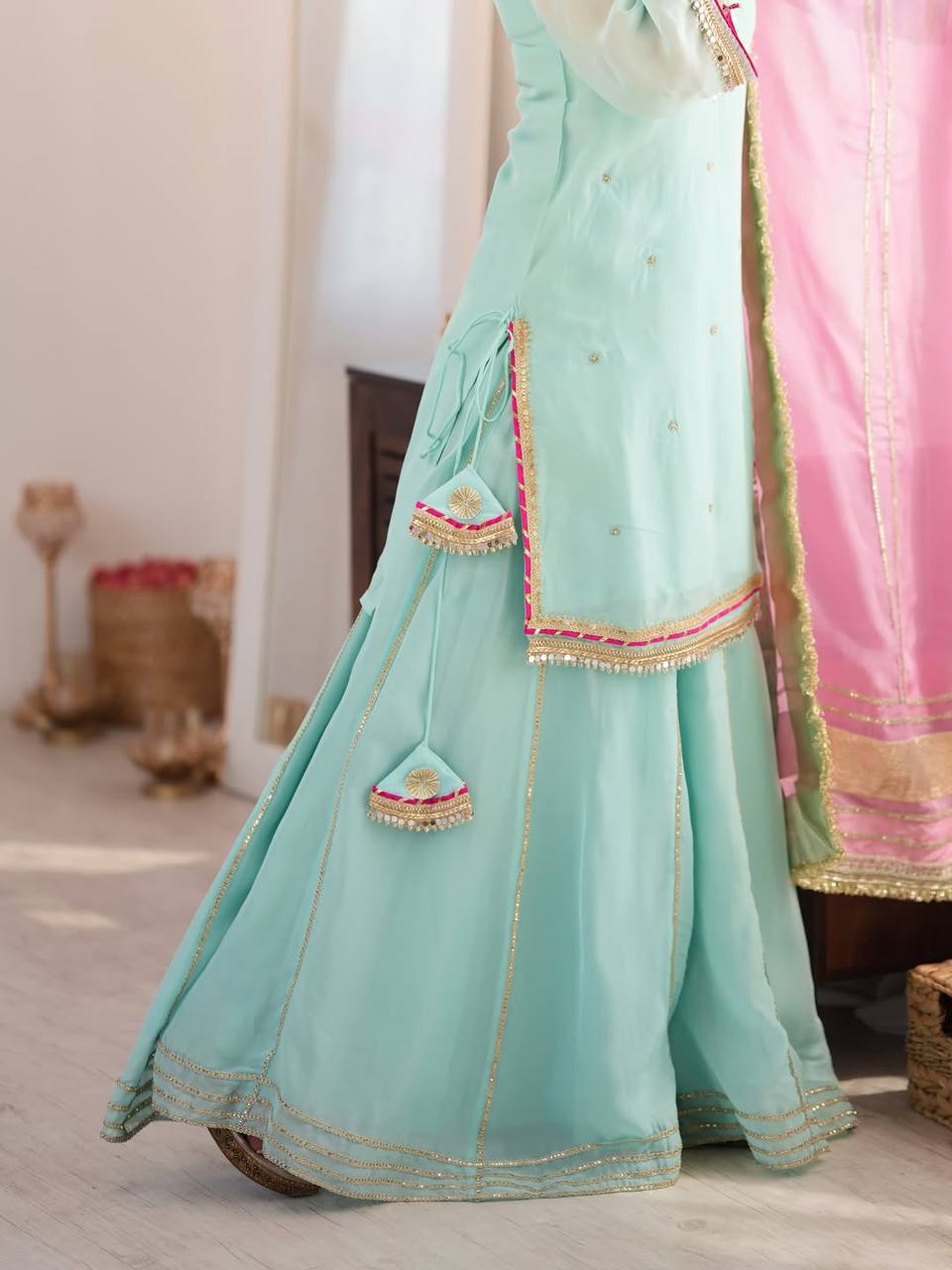 Zunaira Premium Embroidered Sarara Suit Set with Multi-Zari Thread and Sequin Work