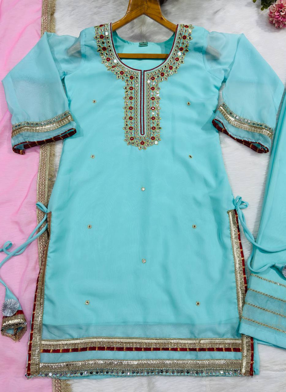 Zunaira Premium Embroidered Sarara Suit Set with Multi-Zari Thread and Sequin Work