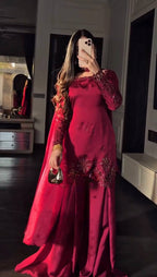 Raivika Fendy Silk Thread & Sequence Embroidered Kurti with Palazzo & Dupatta Set
