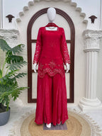 Raivika Fendy Silk Thread & Sequence Embroidered Kurti with Palazzo & Dupatta Set
