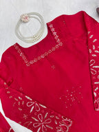 Raivika Fendy Silk Thread & Sequence Embroidered Kurti with Palazzo & Dupatta Set