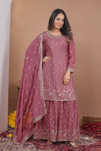 Zarisha Chinon Sequins Embroidered Sharara Suit with Dupatta