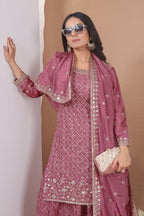 Zarisha Chinon Sequins Embroidered Sharara Suit with Dupatta