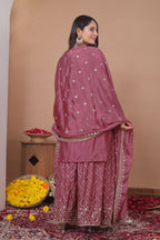 Zarisha Chinon Sequins Embroidered Sharara Suit with Dupatta