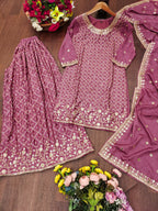Zarisha Chinon Sequins Embroidered Sharara Suit with Dupatta